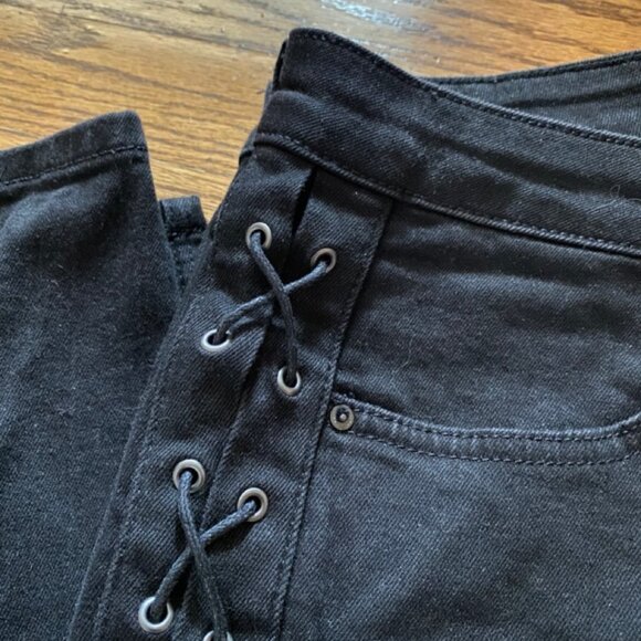 Zara medium rise black skinny jeans with side laces US8 EU40 - Picture 2 of 5